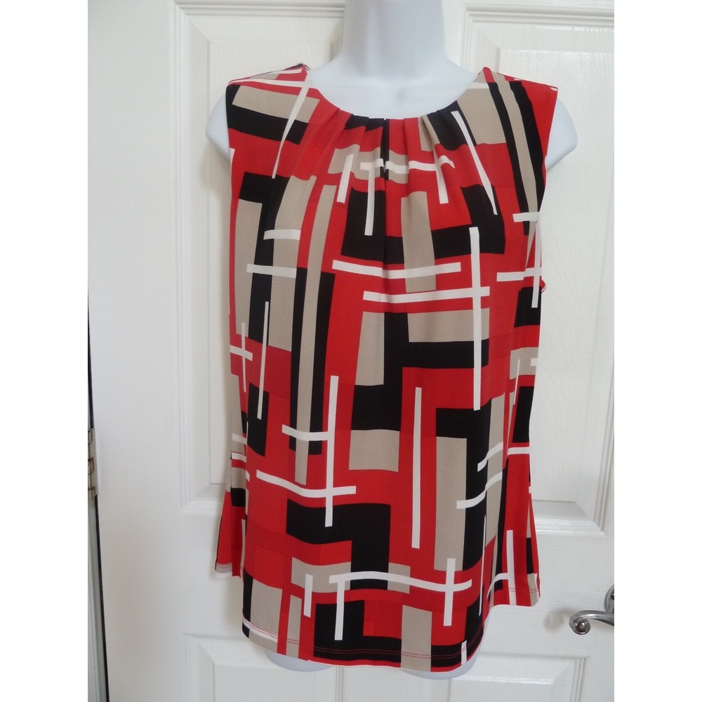 CALVIN KLEIN S Med. Career Office Business Sleeveless Blouse Gathered Neck